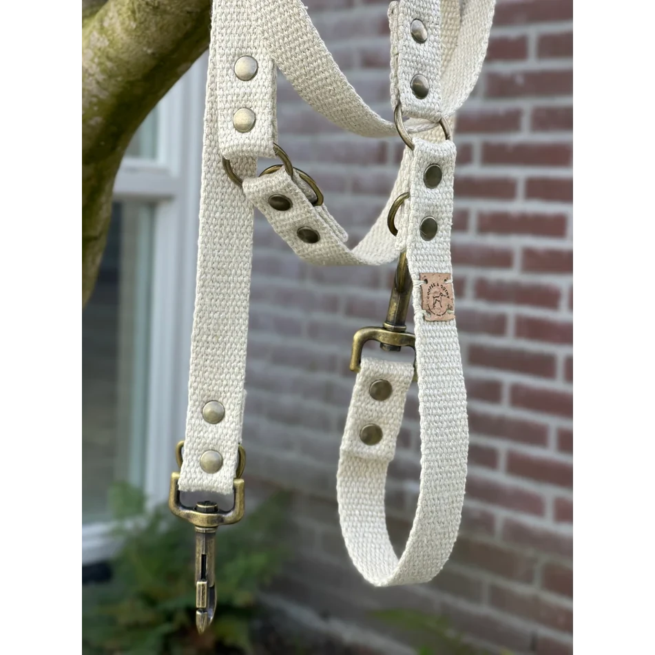 SIMPLY HEMP | Verstelbare Hondenriem - Schelpenwit