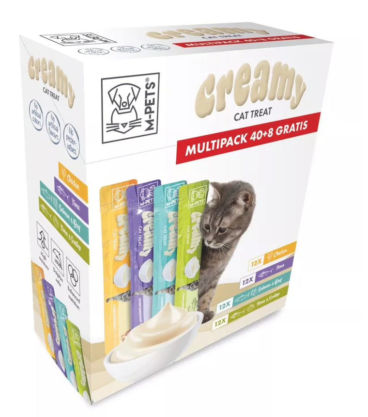 M-PETS | Creamy Cat Treat Multipack - Kip, Tonijn, Zalm & Rund, Tonijn & Sint Jakobsschelp