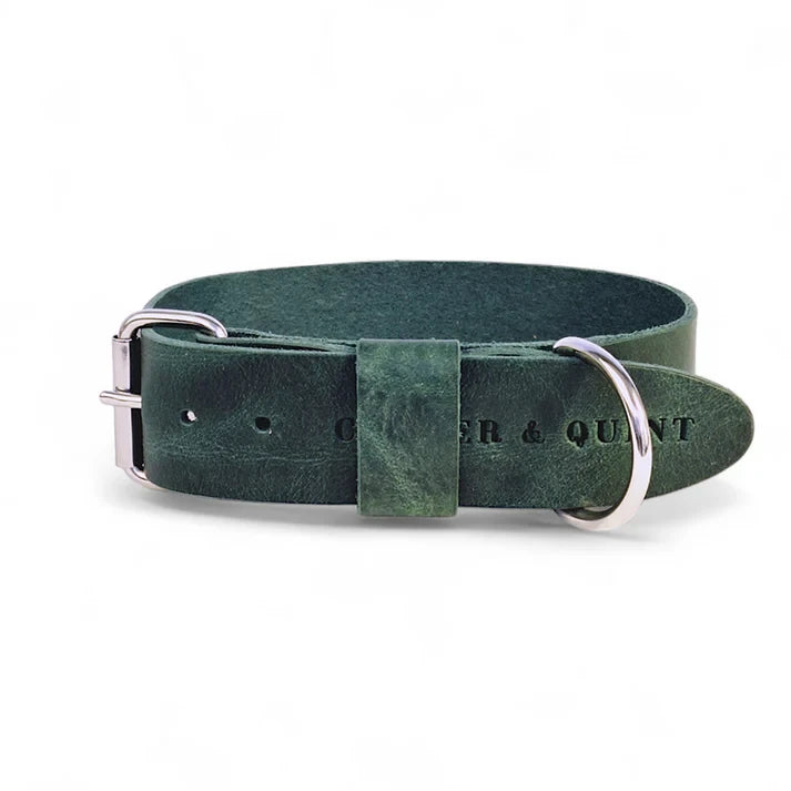 BOLD | Brede Leren Halsband - Groen