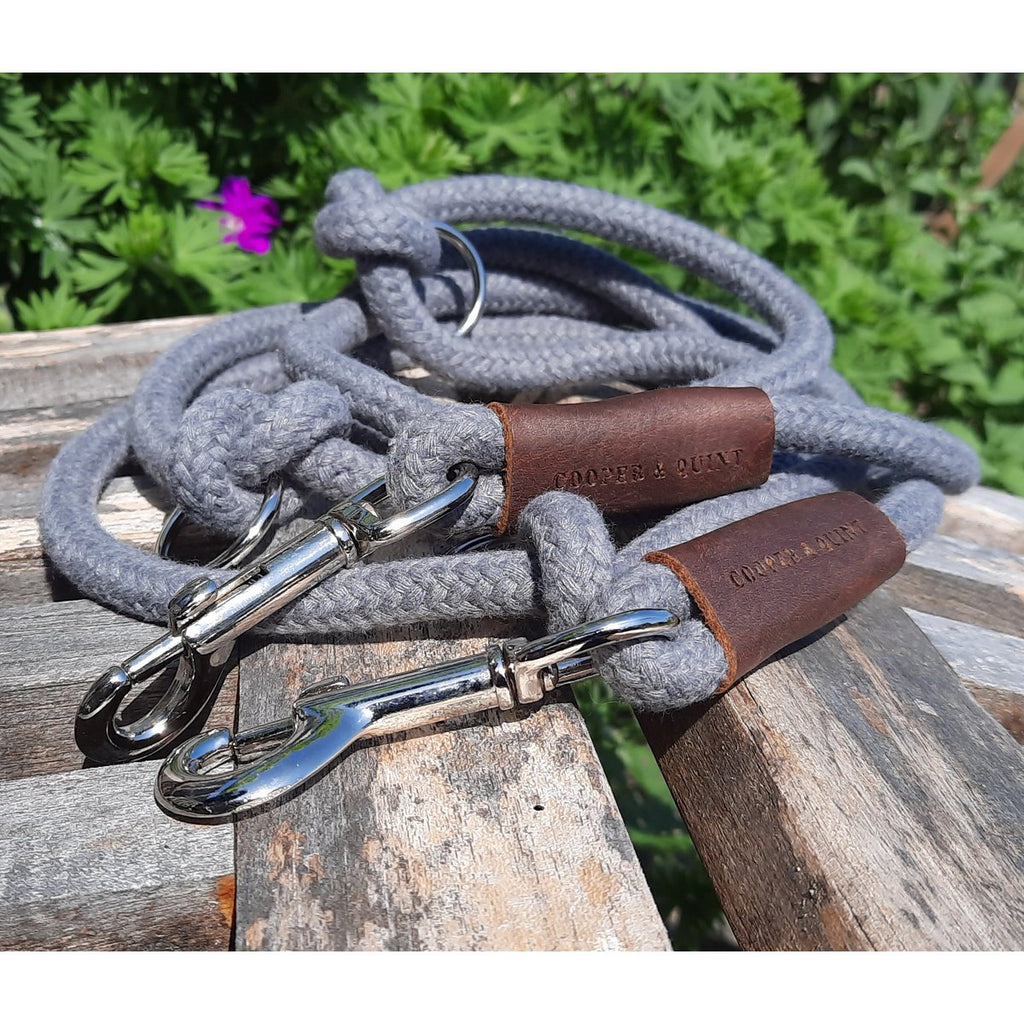 JUST COTTON | Verstelbare Hondenriem Touwlijn - Grijs