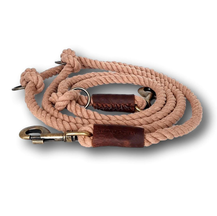 COOPER & QUINT | Twisted Cotton Adjustable Leash - Mocha