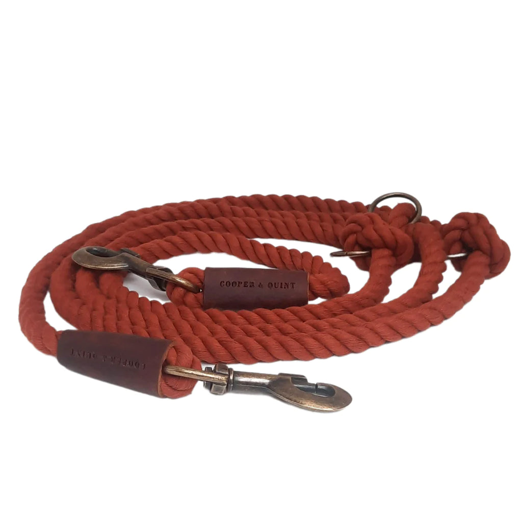 COOPER & QUINT | Twisted Cotton Adjustable Leash - Rusty Red