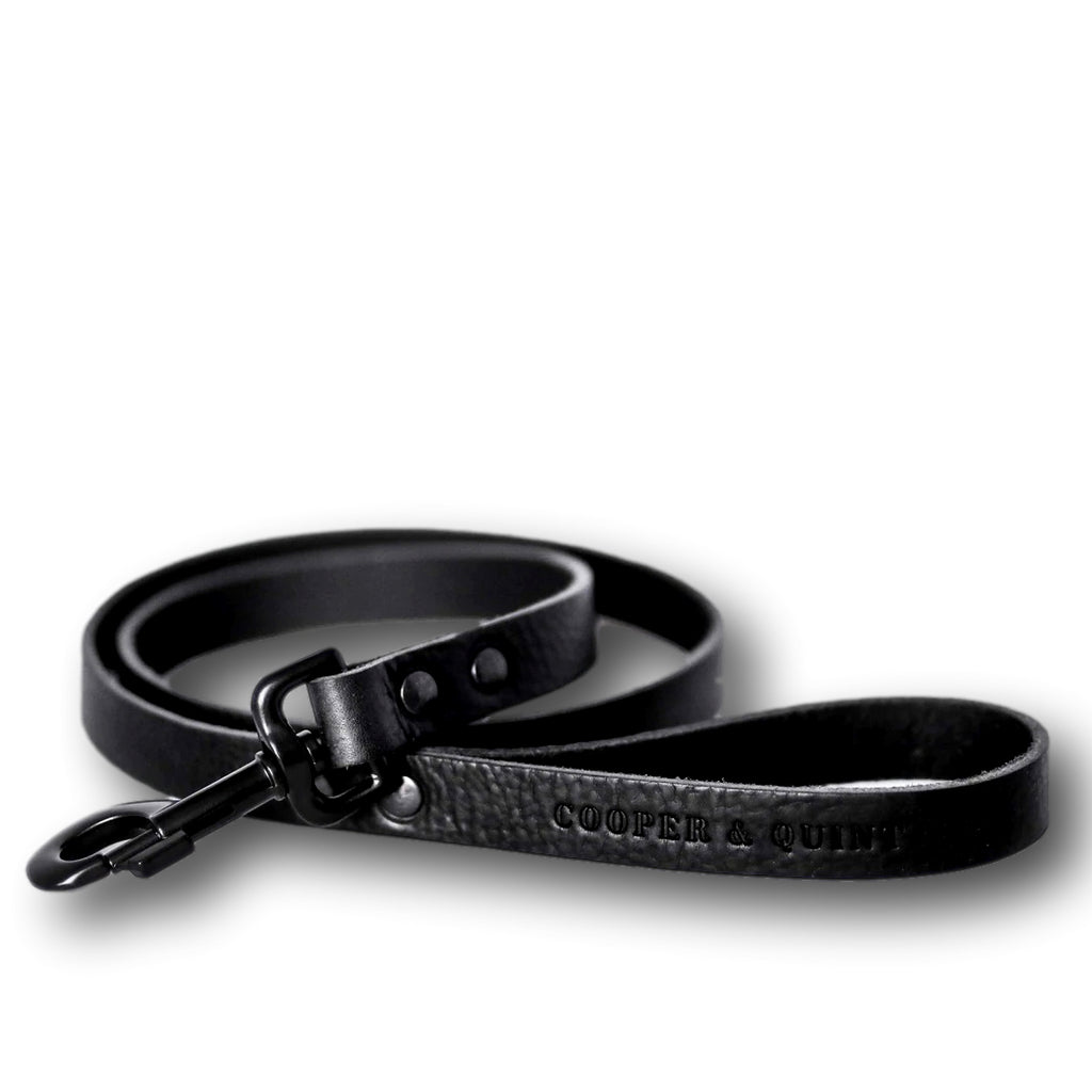 COOPER & QUINT | No Fuss Leather Leash - All Black